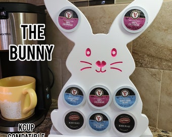 Bunny K-Cup Holder: Pink & White Coffee Pod Storage