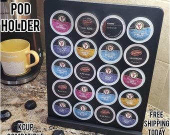 Black Painted Wood K-Cup Holder: Coffee Bar Decor