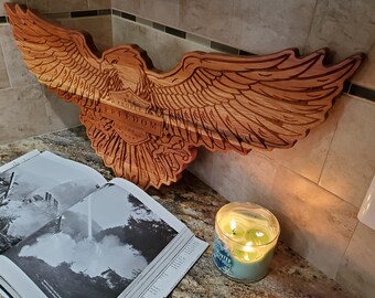 Engraved Eagle Wood Wall Art: Military Retirement Plaque