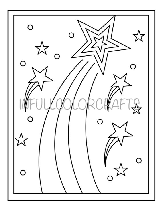 Shooting Star Coloring Page | Etsy