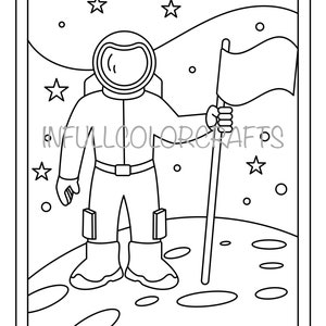 Astronaut auf dem Mond Ausmalseite