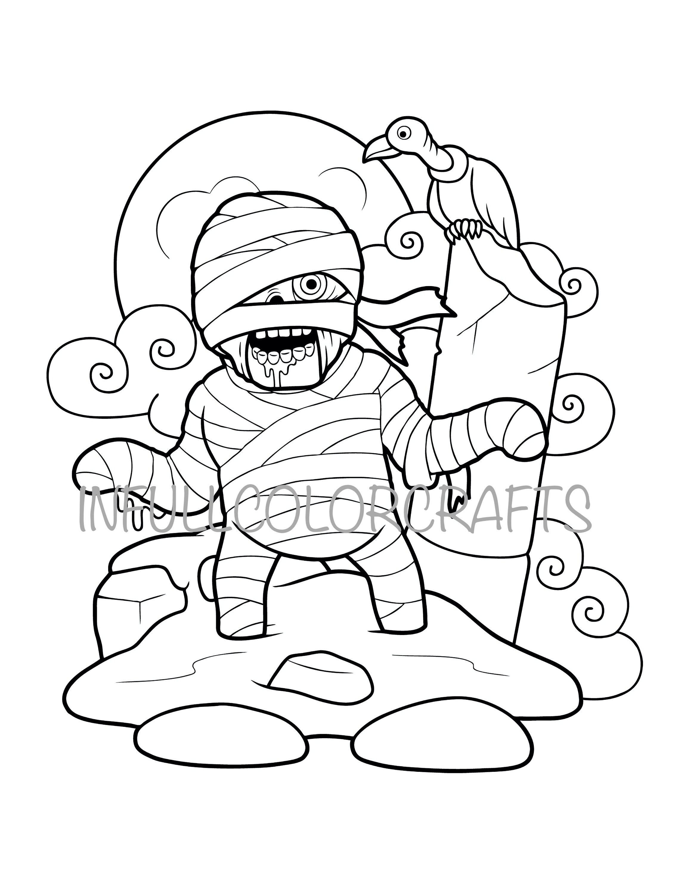 Mummy Coloring Page - Etsy