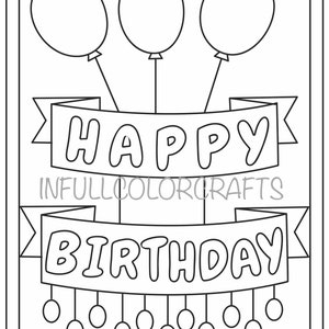 Happy Birthday with Balloon Coloring Page