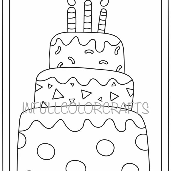 Birthday Cake Coloring Pages