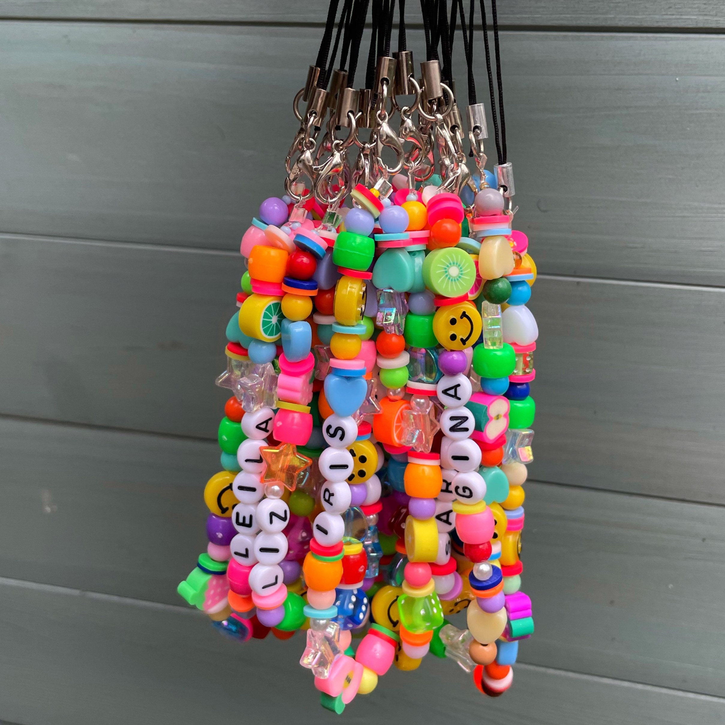 Custom Name Beaded Phone Charm Y2K Aesthetic 90s Funky Etsy UK