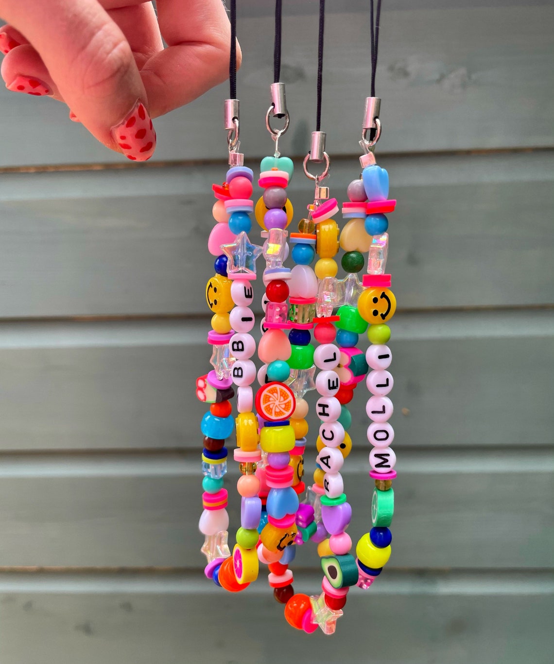 Custom Name Beaded Phone Charm Y2K Aesthetic 90s Funky Etsy