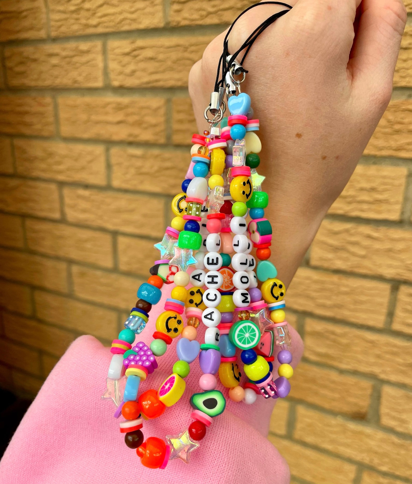 Custom Name Beaded Phone Charm Y2K Aesthetic 90s Funky Etsy