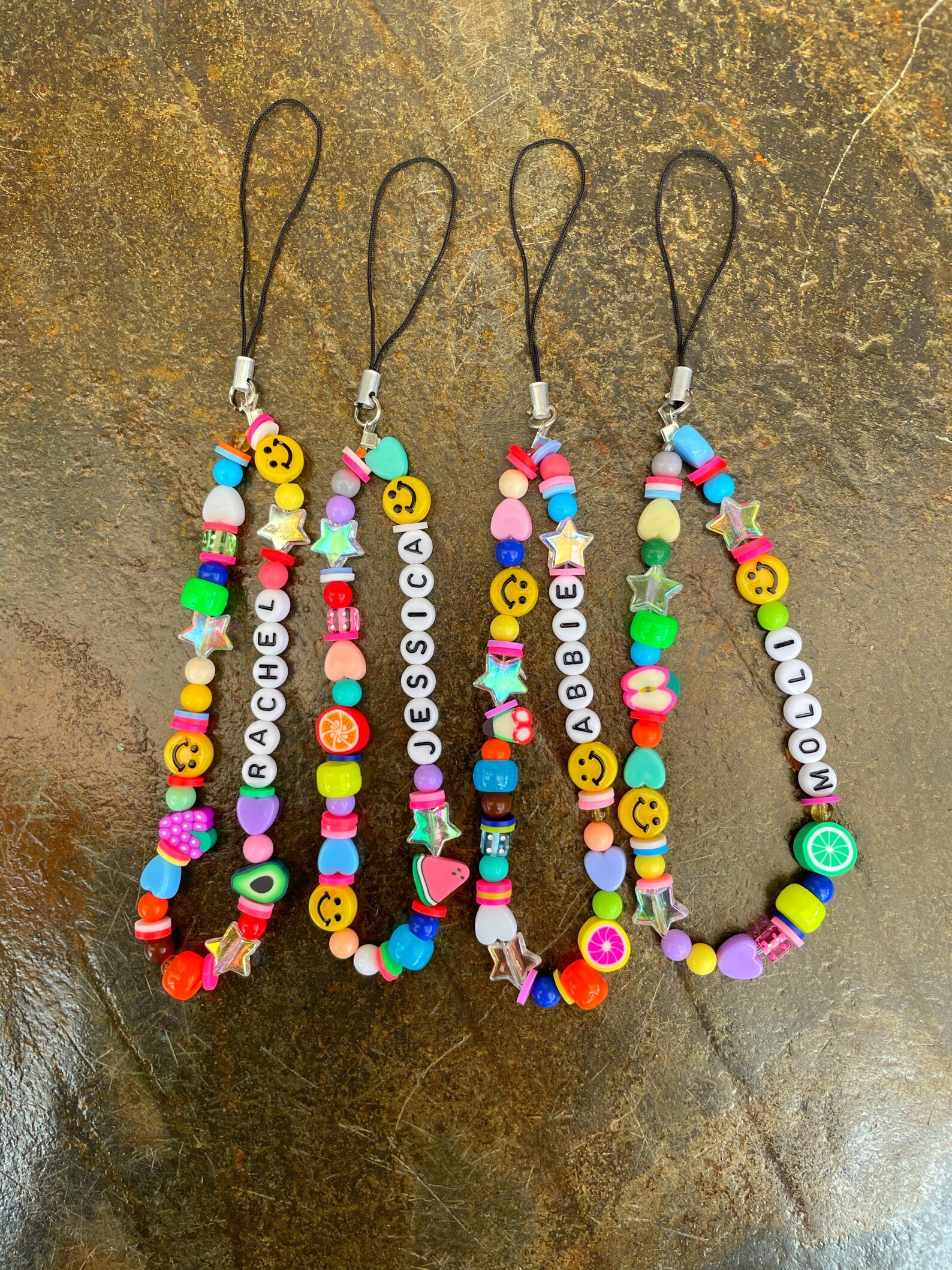 Custom Name Beaded Phone Charm Y2K Aesthetic 90s Funky Etsy