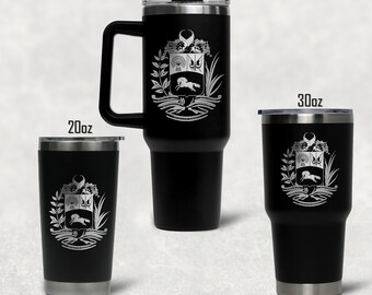 Engraved Venezuela Tumbler: Venezuelan Flag & Coat of Arms