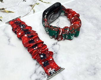 Christmas Scrunchie Apple Watch Band: Fabric Loop Strap