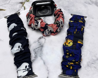 Halloween Scrunchie Apple Watch Band: Ghost Print, Stretchy Loop