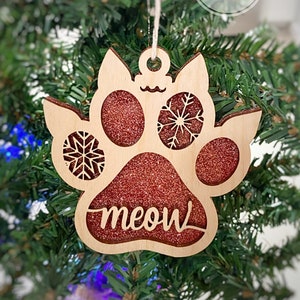 Personalized Cat Paw Christmas Ornament