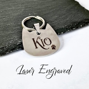 Cat Tag Personalized, Cat Collar Tag, Pet Id Tag, Cat ID Tag, Cat Tag, Custom Engraved Cat Name Tag, Cat Name Tags for Collar