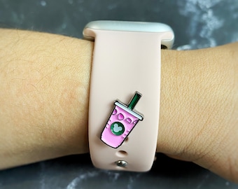 Coffee Enamel Apple Watch Band Charm: Gift for Him/Her