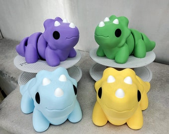 3D Printed Baby Triceratops: Articulated Dinosaur Fidget Toy