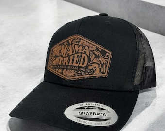 Mama Tried Hat, Mother's Day Gift, Mom Snapback Hat, Tooled Leather Hat