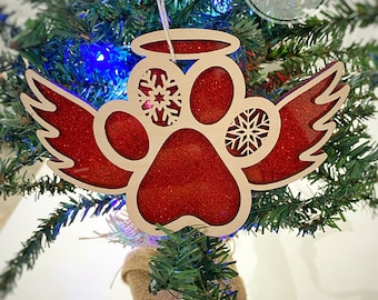 Angel Dog Paw Ornament, Christmas Ornament
