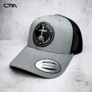 Man of Faith Christian Trucker Hat, Rooted in Christ Snapback, Inspirational Christian Cap,Personalized Dad Gift, Dad Trucker Hat