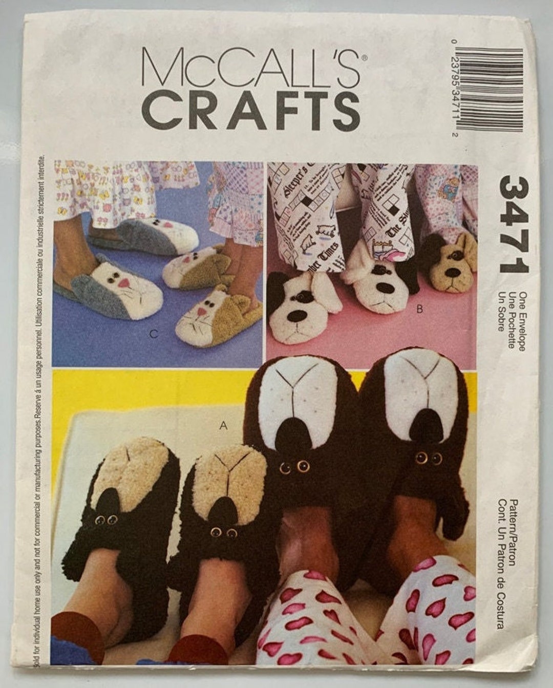 Slippers Sewing Pattern 3471 Mccall's Crafts Men, Women and Children ...