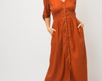 long front button dress