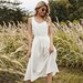 Sweetheart White Cotton Linen Casual Day Dress; Spring and Summer dress; white dress; beach dress; Boho summer dress 