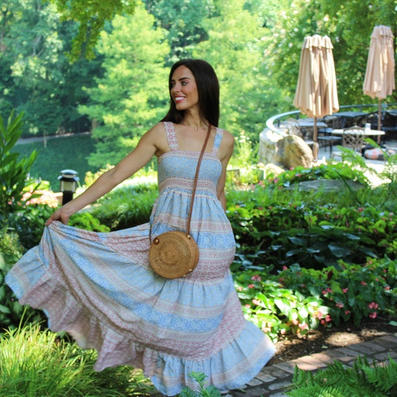 Buy Bohemian Maxi Dress Summer Floral Smocked Sundress Women s Boho Chic Fashion Festival Dress Online in India Etsy