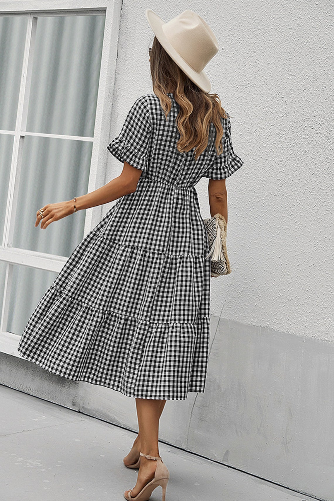Gingham Tiered Midi Dress / Cocktail Party Dresses Boho | Etsy