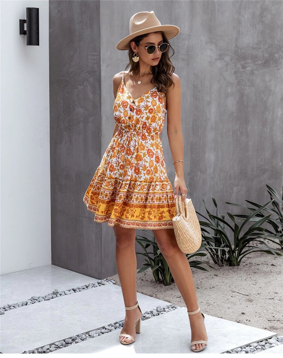 Summer Dream Floral Print Dress Summer Dress Beach Dress - Etsy