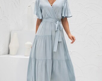 wallis blue magnolia tiered dress
