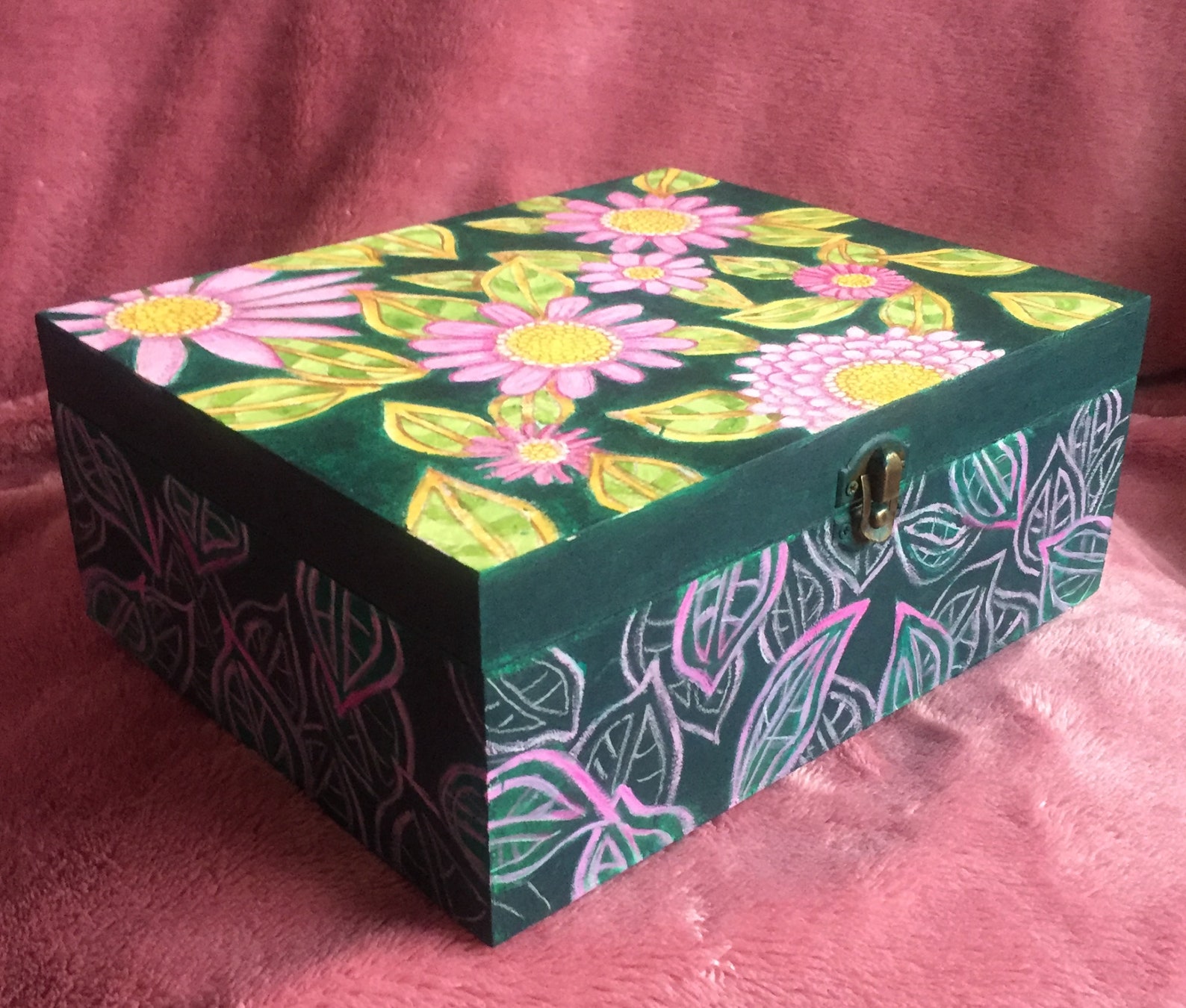 Hand painted multi storage box with flower design Etsy