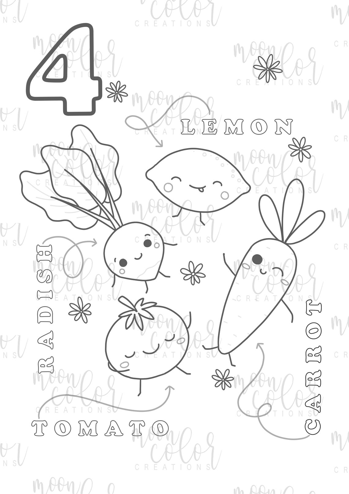 Coloring Pages for Kids Learn Fruits and Vegetables Learn - Etsy