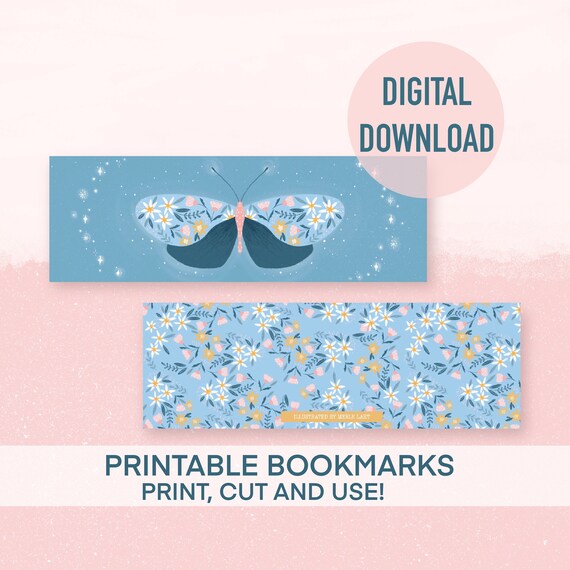 Printable Butterfly Bookmarks Template Digital Bookmark | Etsy