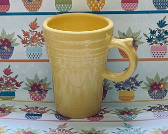 Fiesta Sunflower Yellow 16 oz Latte Mug, Discontinued Homer Laughlin China Bistro Cup w/ Handle