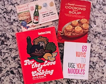 Vintage Cookbook Collection, Southern Living "For The Love of Cooking", "Cooking with Campbell Soup" +3 Retro 1960's Booklets, Gift for Mom