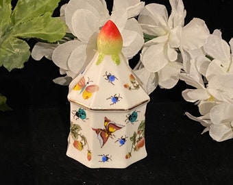 Vintage Ardalt Bone China Bell, Strawberries, Butterflies , Lady Bugs. Gold Trim-Charming Gift for Mom