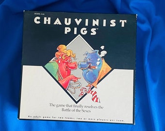 CHAUVINIST PIGS Game 1991, Vintage Adult Party Team, Couples, Baby Boomer Game  from Tiger Co.