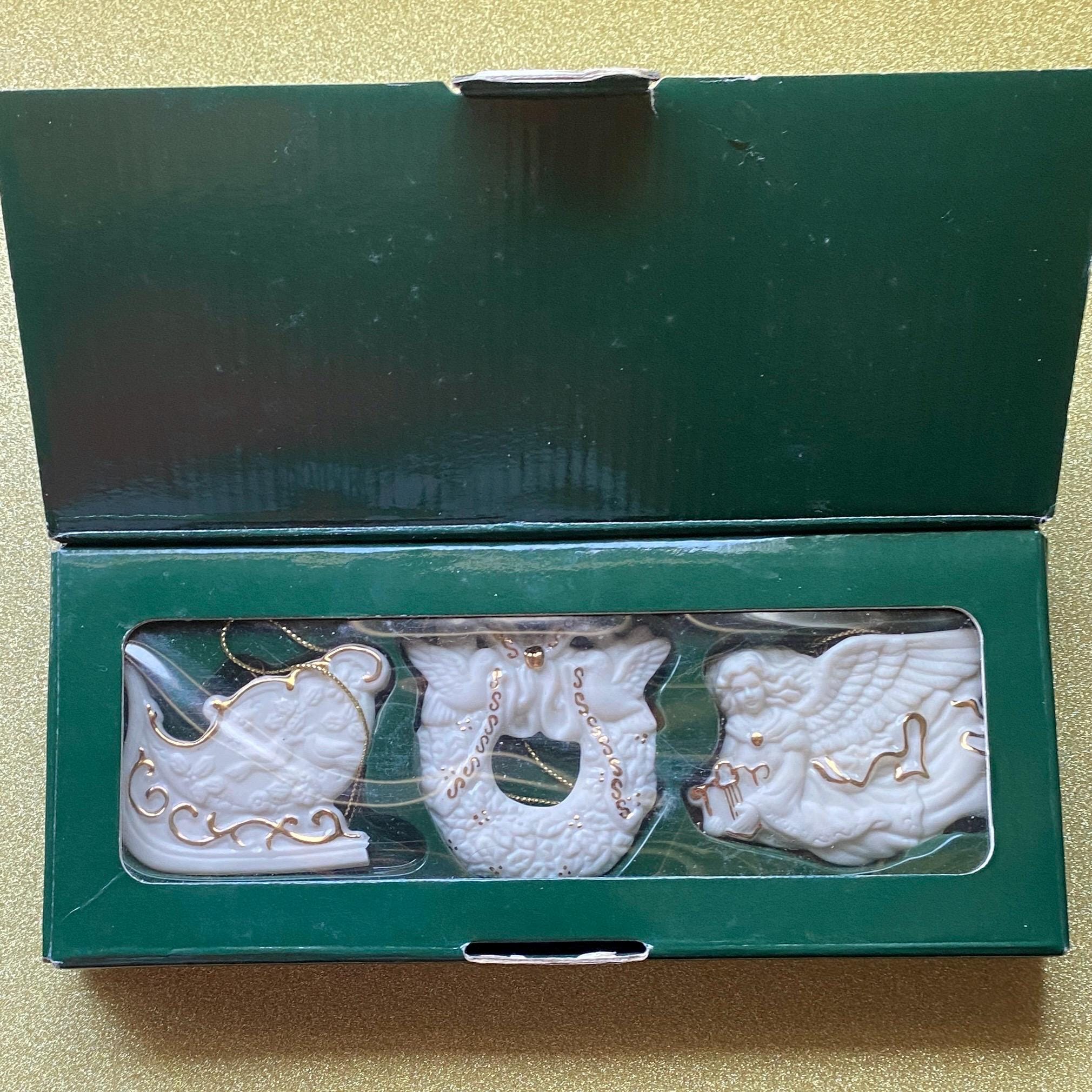 Vintage Avon Porcelain Christmas Ornaments: Angel, Wreath & Sleigh ...