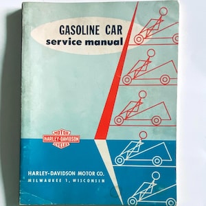 Harley Davidson Motor Co. Gasoline Car Service Manual- 1963-1965 Models D, DF & DC-  Early Golf Carts,  Metal Binder Booklet, Gearhead Gift