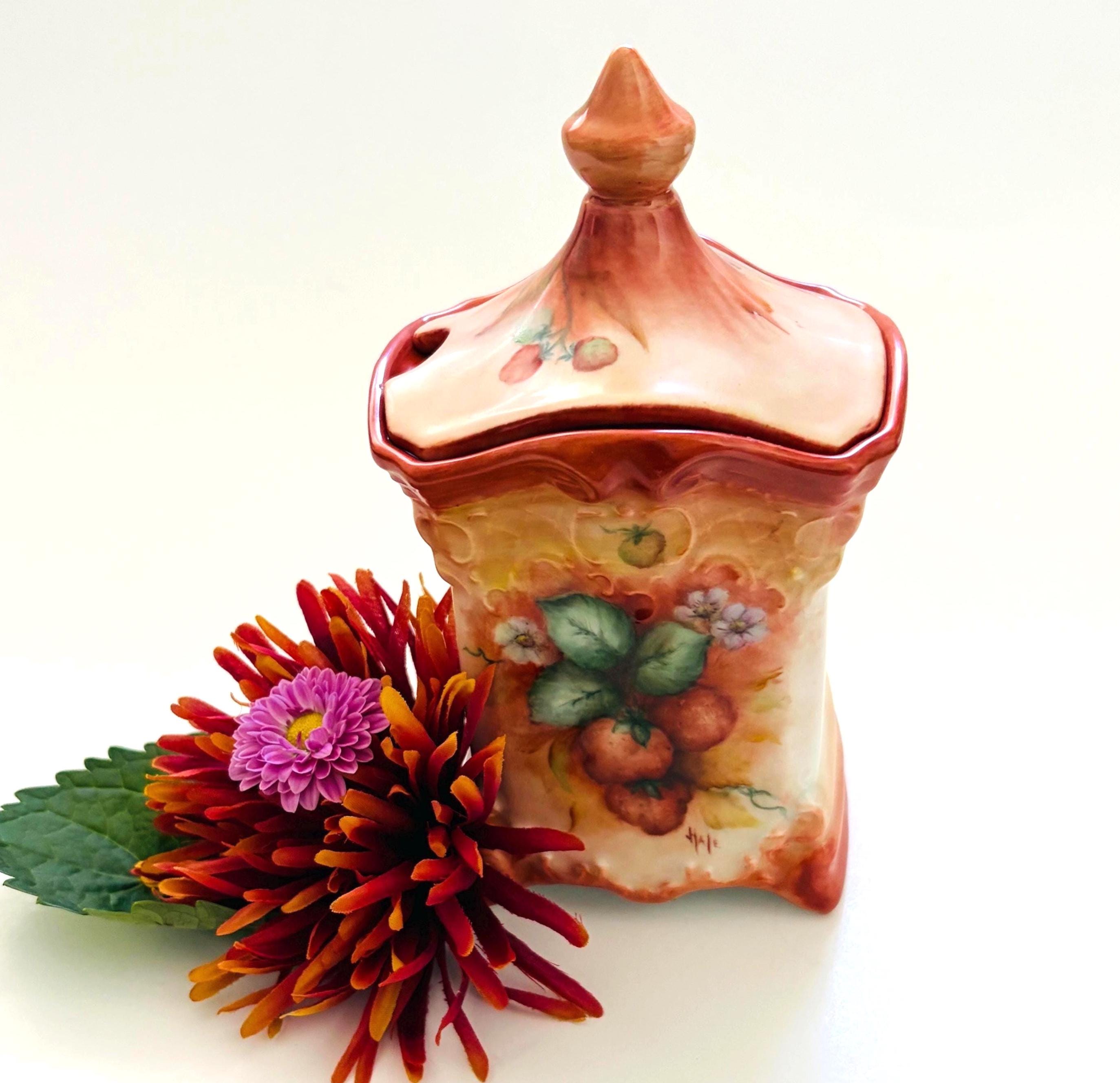 Vintage Hand Painted Gerold- Porzellan Jam Server: Strawberry