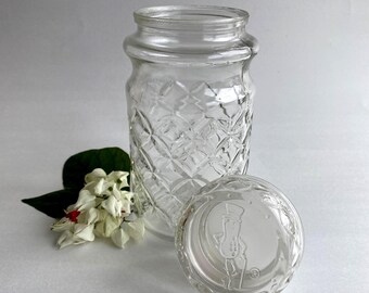 Vintage Planter's Peanut Jar: 1984 Quilted Glass w/ Mr. Peanut Lid