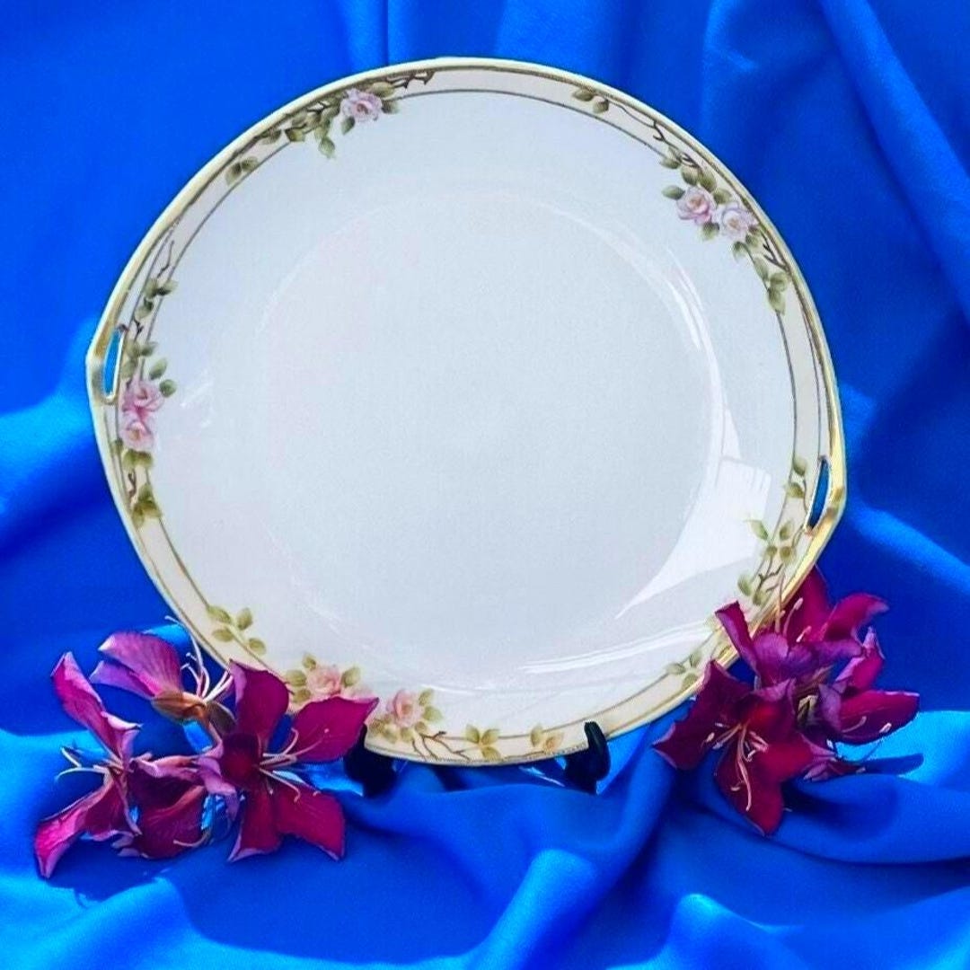 Antique Morimura Hand Painted Nippon Cake Plate: 10.5