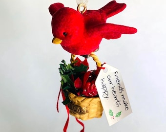 Hallmark Keepsake Ornament: Red Bird, Poinsettia, Hanging Bells - 2004, Original Box