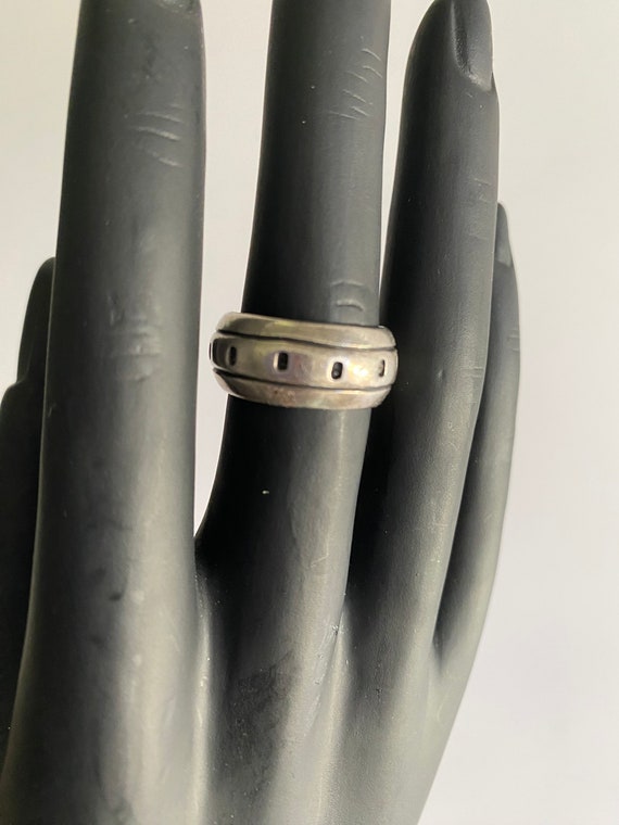 Mexican Sterling Silver Band, Southwestern or Got… - image 3