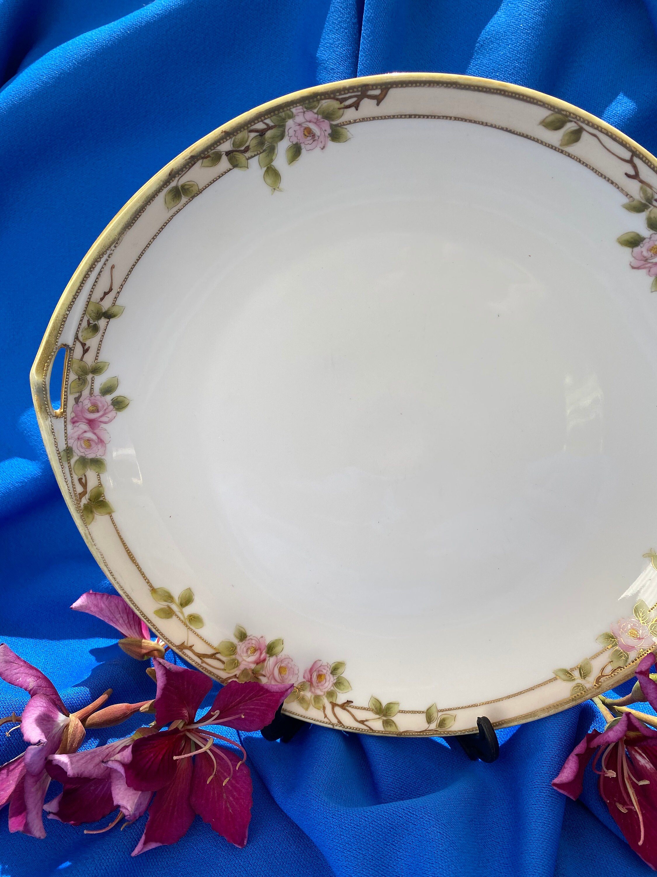 Antique Morimura Hand Painted Nippon Cake Plate: 10.5