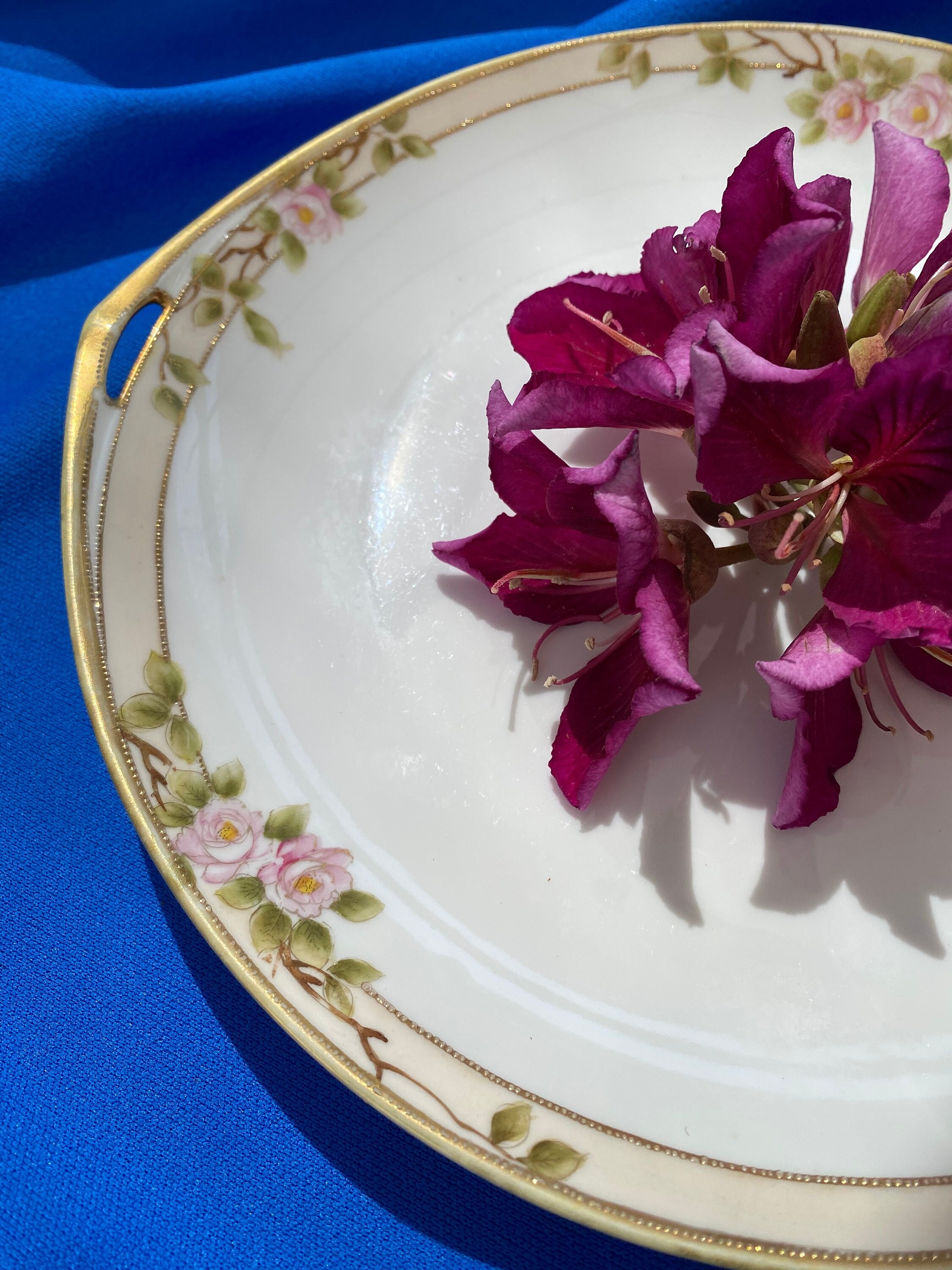 Antique Morimura Hand Painted Nippon Cake Plate: 10.5