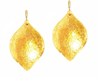 Custom Solid 24K 9999 Gold 30g 55mm Hammered Byzantine Empire Convex Earrings Shiny Can Be 22k