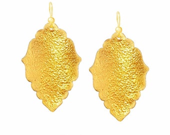 Custom Solid 24K 9999 Gold 27g 60mm Hammered Byzantine Empire Baroque Pattern Fine Gold Earrings Shiny Custom Can Be 22k