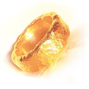 Custom Solid 24k 9999 Gold 23g Wide 8.5mm Hammered Organic Wavy Ring Durable Thick 2.4mm Shiny Not Hollow Men Women Can Be 22k