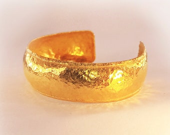 Custom Solid 24k 9999 Gold 85 Wide 20mm Hammered Ancient Rome Bracelet Cuff Convex Hollow Durable Women Men Can Be 22k