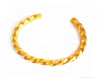 Custom Solid 24k 9999 Gold 85g Wide 6.2mm Hammered Twisted Ancient Rome and Viking Bracelet Durable Cuff Thick 6mm Women Men Can Be 22k